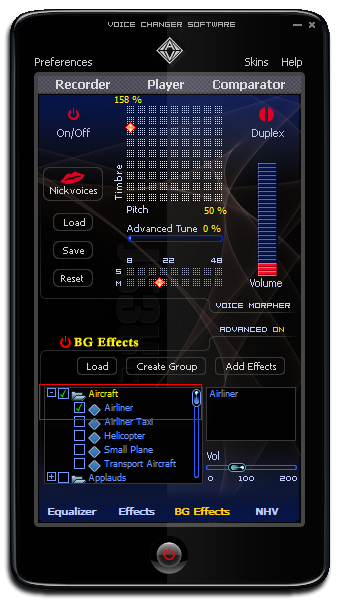 Fig 3: Voice Changer Software Basic - BG Effects